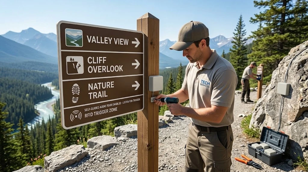 Installing RFID sensor beacons for self-guided commentary at scenic viewpoints Installing RFID sensor beacons for self-guided commentary at scenic viewpoints